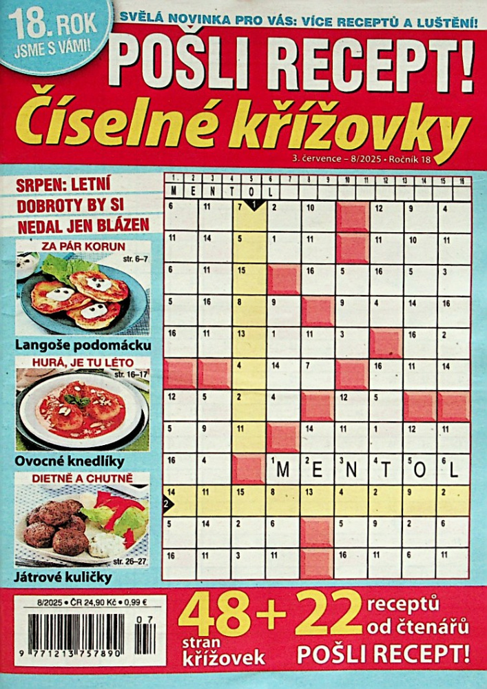 Pošli recept-číselné křížovky